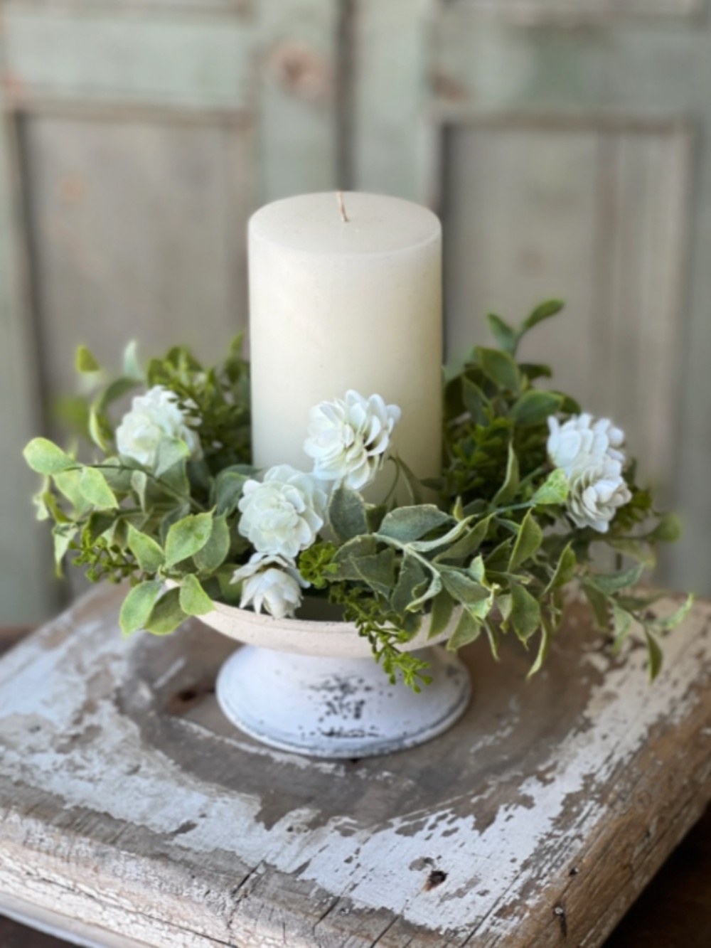 Distressed Pedestal Plate